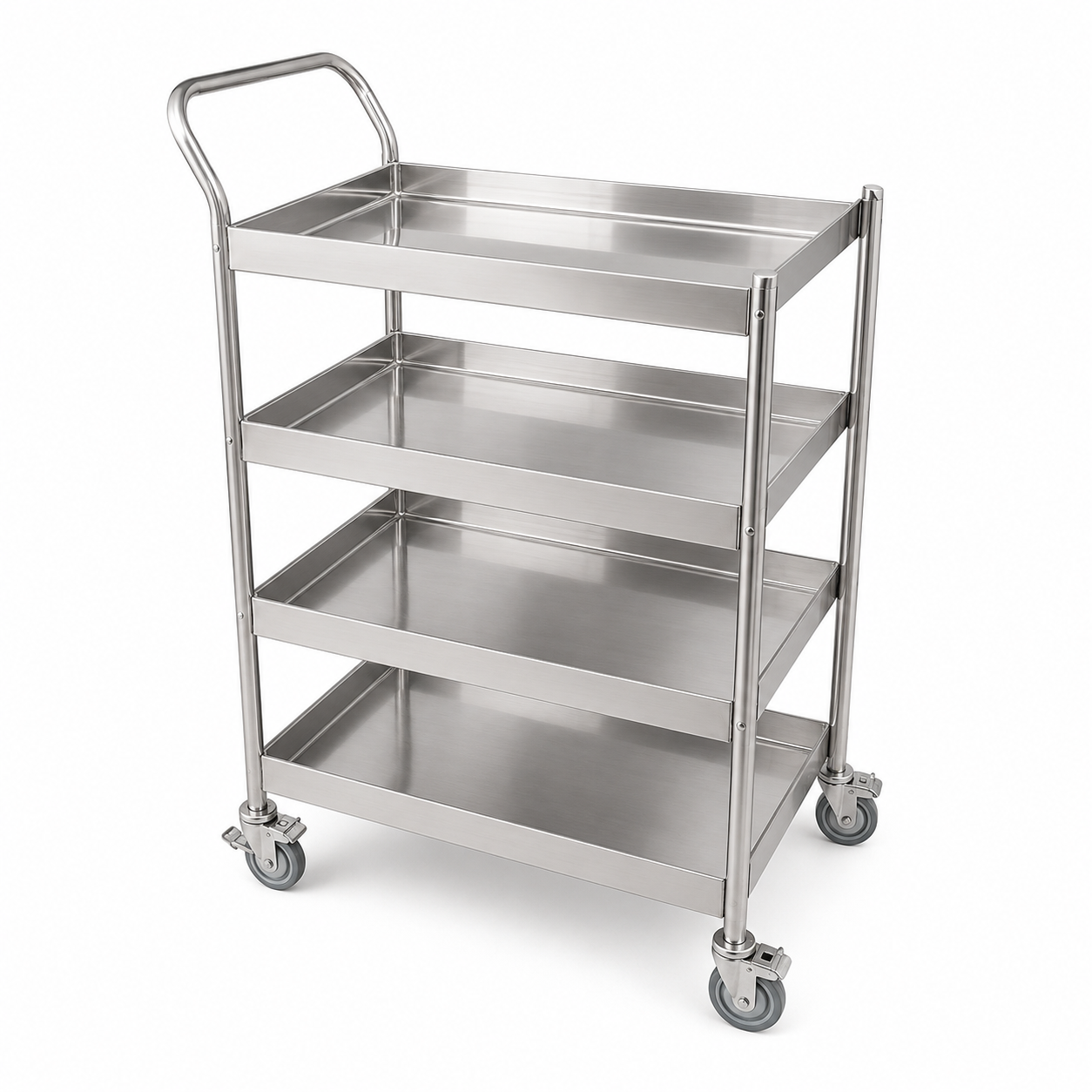 Heavy-Duty 4 Shelf SS Trolley with Wheels